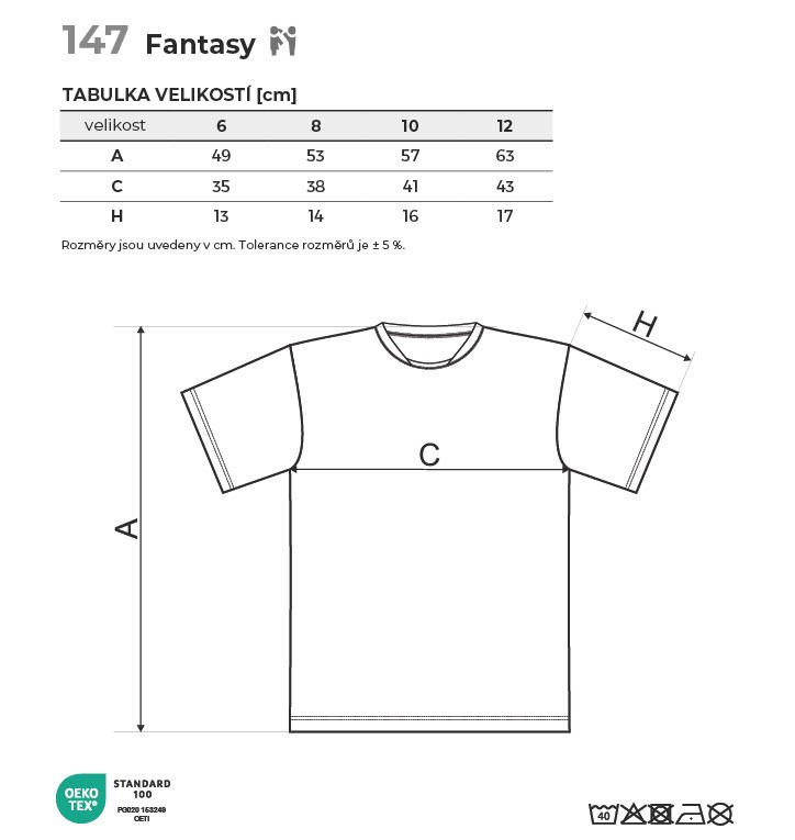 147 Fantasy tričko dětské Tabulka velikostí